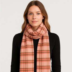 Burberry Pink and Brown Plaid Scarf